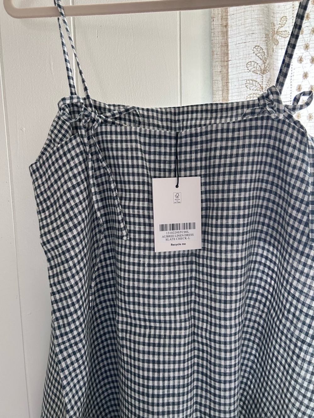 Reformation Navy & White Gingham Mini Slip Dress - Picture 3 of 4